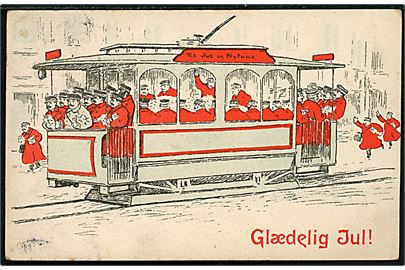 Alfred Schmidt: Postbude ombord på sporvogn. Glædelig Jul. U/no.