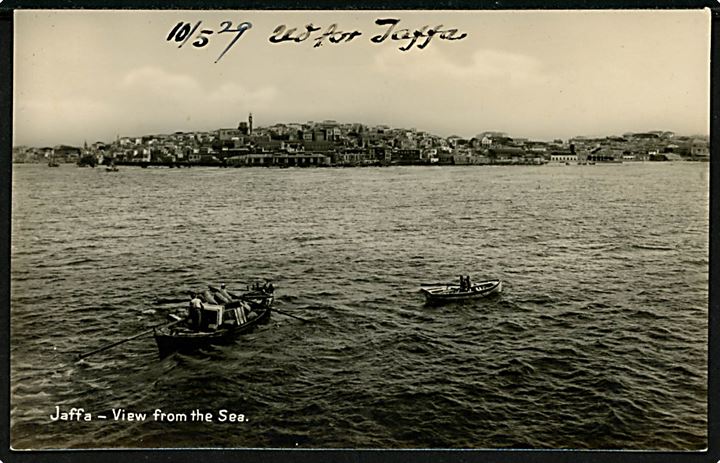Palæstina, Jaffa set fra havet. Dateret d. 10.5.1929.