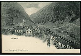 Schweiz, Göschenen jernbanestation ved Gotthard-tunnelen.