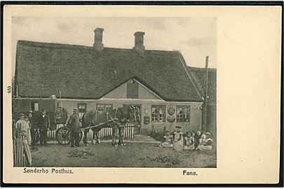 Sønderho posthus med hestetrukken Postvogn. No. 933.