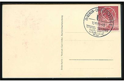 Berlin. 20 pfg. ERP single på uadresseret brevkort stemplet Berlin Charlottenburg d. 13.10.1950. Mærkepris €50