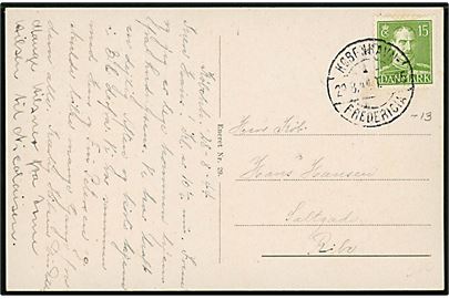 15 øre Chr. X på brevkort fra København annulleret med bureaustempel København - Fredericia T.25 d. 29.8.1944 til Ribe.