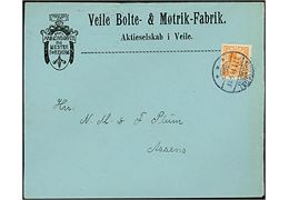 7 øre Chr. X på illustreret firmakuvert fra Veile Bolte- & Møtrik-Fabrik annulleret Greisdal d. 27.1.1919 til Assens.