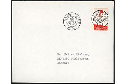 1,25 kr. Holmenkollenløbet på brev annulleret med kronet posthornstempel UTSTEIN KLOSTER 4157 ca. 1980 til Fuglebjerg, Danmark.
