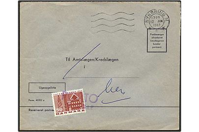 50 øre rød København 800 års jubilæum som porto på lokalt ufrankeret brev fra Nykøbing M. d. 12.6.1967.