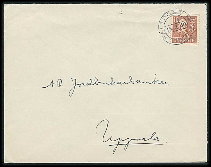 15 öre Linné på brev stemplet Fältpost Nr. 10 d. 15.2.1940 til Uddevalla. Fra soldat ved Feltpost 25235 lit. O.
