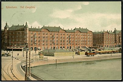 Købh., Ved Langebro med havnespor og godsvogne. GM no. 3175.