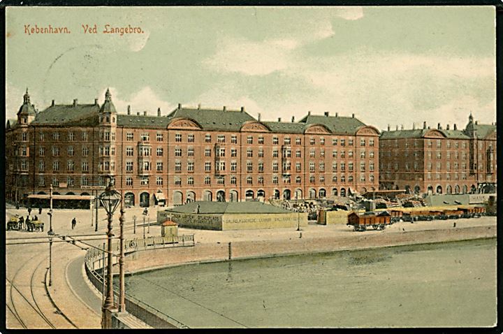 Købh., Ved Langebro med havnespor og godsvogne. GM no. 3175.