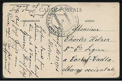 Ufrankeret feltpostkort skrevet på tysk fra fremmedlegionær dateret Quercif, Marokko d. 3.9.1916 til anden fremmedlegionær i Marokko. Afd.stempel 1. Regiment Etranger / 2. Compagnie. Flere transitstempler.