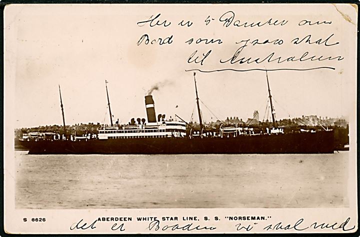 Norseman, S/S, Aberdeen White Star Line. Anvendt 1914. Slidt. 
