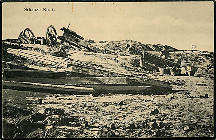 Krigen 1864. Ødelæggelser ved Dybbøl Skanse. 