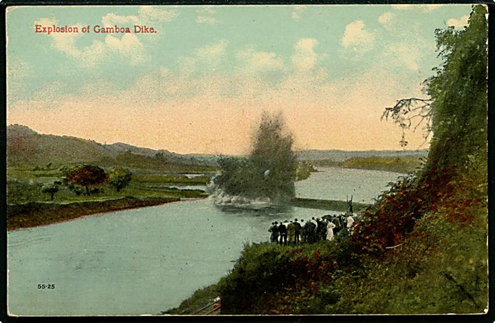 Panama Canal. Explosion af Gamboa Dike. Toledano Bros. & De Lemos no. 55-25.