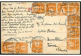 1 øre Bølgelinie (10) på brevkort (Købh., Fra Østerbro) annulleret Kjøbenhavn Ø. d. 21.2.1906 til Zürich, Schweiz.