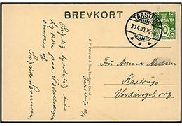 10 øre Bølgelinie på brevkort (Taastrup, gadeparti) annulleret med brotype Ic Taastrup d. 30.4.1930 til Vordingborg.