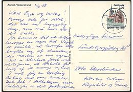 3 kr. Odense 1000 år på brevkort annulleret brotype IId Anholt d. 13.6.1988 til Skovlunde.
