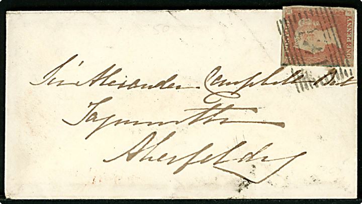 1d Victoria på brev annulleret med skotsk nr.stempel 131 fra Edinburgh d. 13.11.1848 til Aberfeldy. Ank.stemplet på bagsiden d. 15.11.1848.