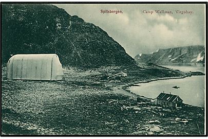 Svalbard/Spitsbergen. Virgo Bay, Camp Wellmann med luftskibshal. Nordisk Kortforlag no. 9.