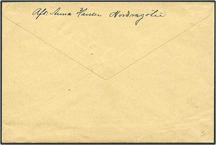 20 øre Karavel (3) på anbefalet brev annulleret med udslebet stjernestempel GØTEGJOV og sidestemplet Thorshavn d. 13.2.1942 til Thorshavn.