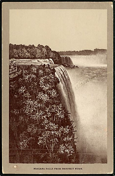 2 cents Washington på fra Niagara Falls d. 22.9.1909 til København, Danmark. Violet stempel: Received at Niagara Falls, N.Y. under cover from post office at Stanford, Con.