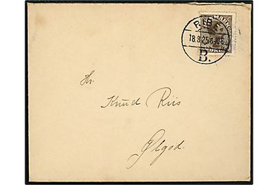 20 øre Chr. X på brev annulleret med brotype Vb Ribe B. d. 18.8.1925 til Ølgod.