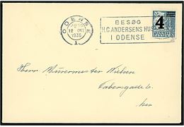 4/25 øre Provisorium på lokal tryksag annulleret med TMS Odense 1. / Besøg H. C. Andersens Hus i Odense d. 12.10.1935.