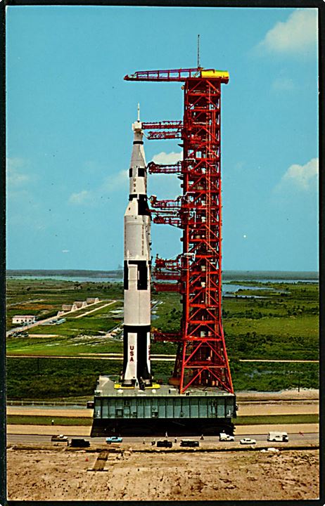Space Port Local Post 6c Launch SL-1 på brevkort (John F. Kennedy Space Center, Saturn V raket) annulleret Skylab I. Iflg meddelelse fra opsendelse af Skylab I i 1973.