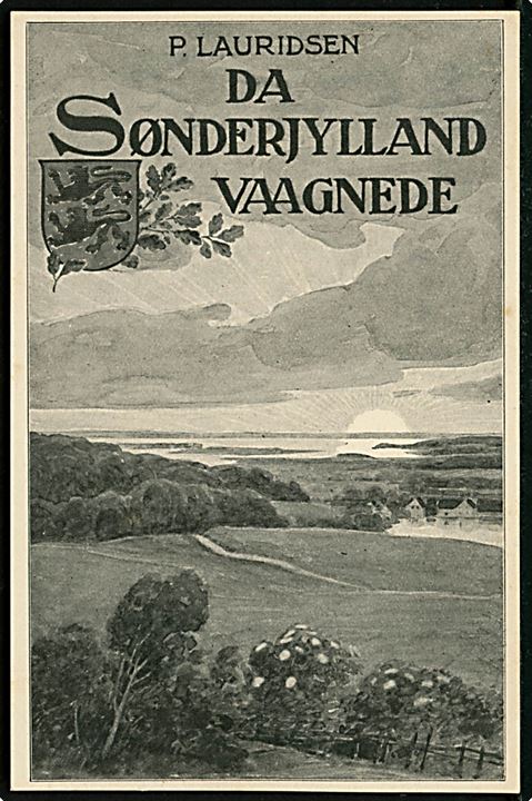 Reklame - bestillingskort for bogen Da Sønderjylland Vaagnede af Peter Lauridsen, fra P. Haases Forlag. Ukendt tegner. 