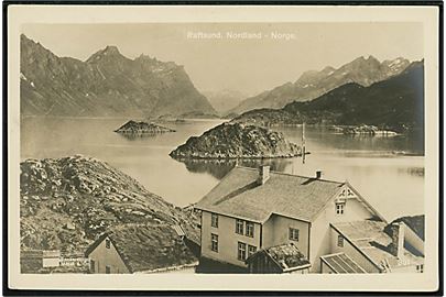 Raftsund i Nordland. Bergenske Dampskibsselskab reklamekort. Mittet & Co. no. 301.