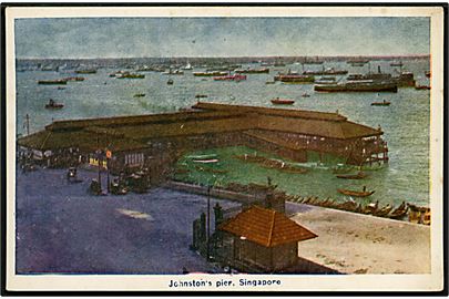 Straits Settlements, Singapore, Johnston Pier med skibe. 