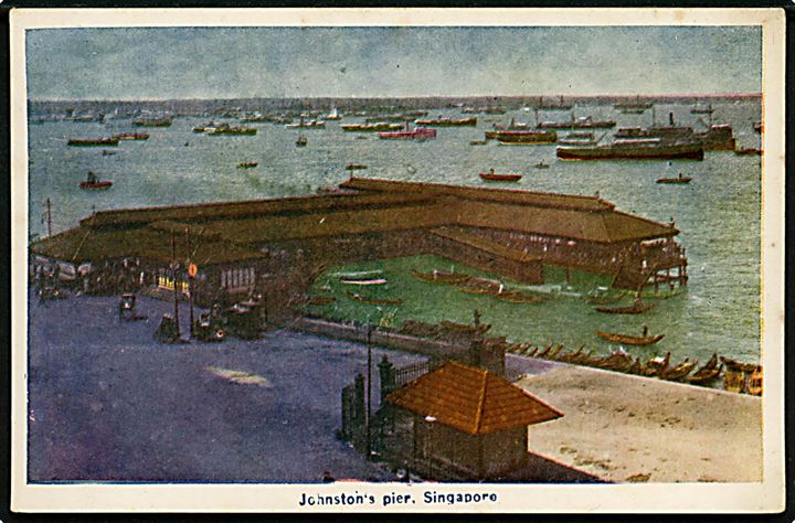 Straits Settlements, Singapore, Johnston Pier med skibe. 