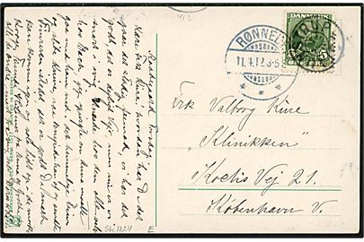 5 øre Fr. VIII på brevkort annulleret med stjernestempel STAUNSTRUP og sidestemplet Rønnede d. 11.4.1912 til København.