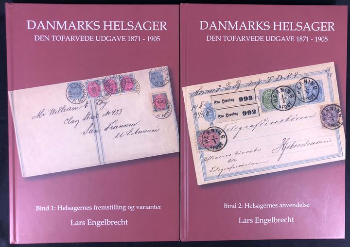 Danmarks Helsager - den tofarvede udgave 1871-1905 af Lars Engelbrecht. Omfattende værk med bind 1 Helsagernes fremstilling og varianter og bind 2 Helsagernes anvendelse. Samlet i alt 847 sider. 