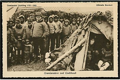 Grønlandsk Udstilling 1721-1921. Grænlændere ved Godthaab. Foto Kaptain Bergh, Stenders u/no.