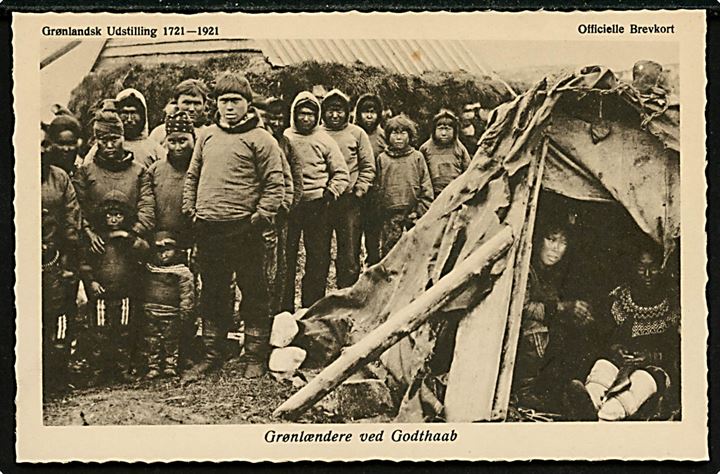 Grønlandsk Udstilling 1721-1921. Grænlændere ved Godthaab. Foto Kaptain Bergh, Stenders u/no.