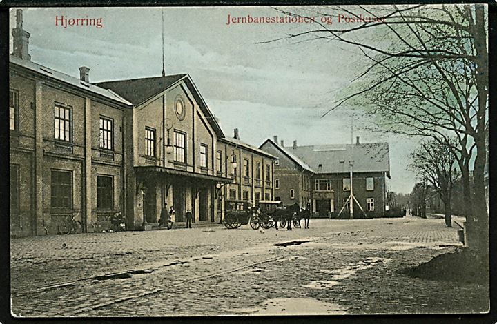 Hjørring. Jernbanestation og Posthus. W. & M. no. 422.
