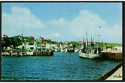 Yderby havn på Sjællands Odde med marinefartøj Y339 - senere marinehjemmeværnskutter MHV 76 Lyra. Fotograf Bay, Asnæs no. 746.