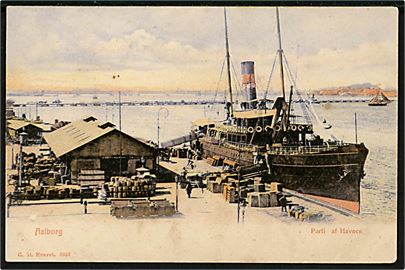 Aalborg, havneparti med dampskib. Stenders no. 5057.
