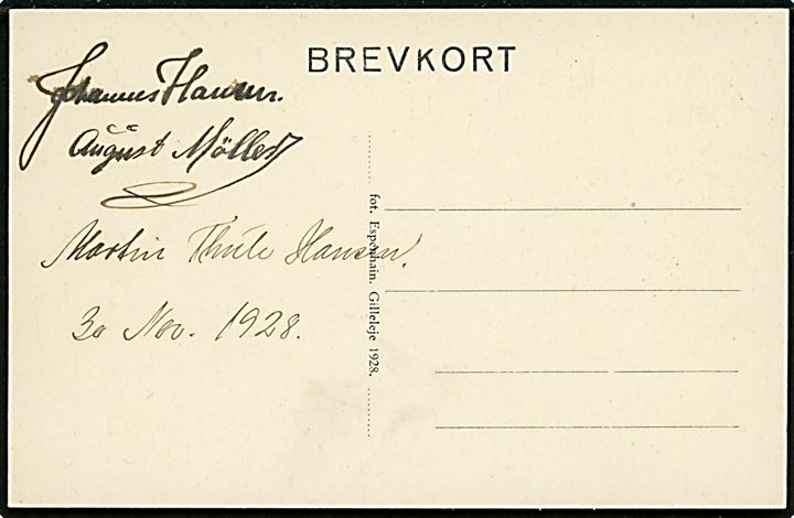 Maarum, Militærnægter barakken i Gribskov. Espenhain u/no. Dateret d. 30.11.1928 med underskrift fra Johannes Hansen, August Møller og Martin Thule Hansen. 