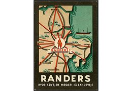 Randers hvor søvejen møder 13 landeveje. Signeret Sven H. (?). Propaganda Komiteen for Randers by og havn u/no.