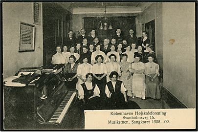 Købh., Svanholmsvej 15, Københavns Højskoleforening, Musikstuen med sangkor 1908-1909. Th. Buchhave u/no.