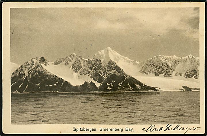 Svalbard/Spitzbergen. Smerenberg Bay. P. E. Ritter no. 492. Anvendt fra østrigsk turistskib med stempel: Oesterreichische Lloyd-Jacht Thalia. 