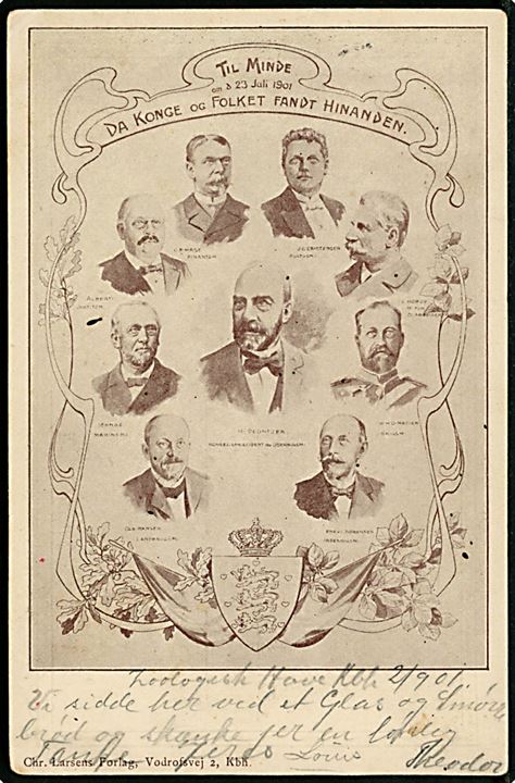 Ministeriet Deuntzer d. 23.7.1901 Da Kongen og Folket fandt Hinanden. Chr. Larsen u/no.