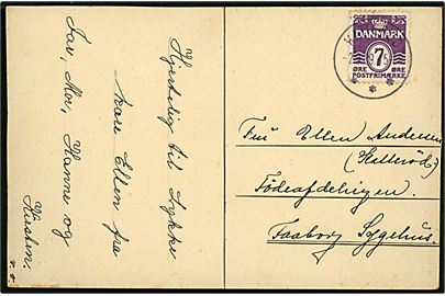 7 øre Bølgelinie på lokalt brevkort annulleret med brotype IIIc Katterød d. 2.9.1939 til Faaborg.