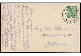 5 øre Chr. X på brevkort fra Charlottenlund d. 22.9.1914 til Hundslund St. Sendt fra soldat ved 32. Btls. 4. Komp. Feltpost Sjælland. 