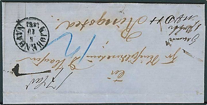 1861. Ufrankeret pakkefølgebrev med antiqua Kjøbenhavn d. 5.10.1861 til Ringsted. Påskrevet 12 skilling.