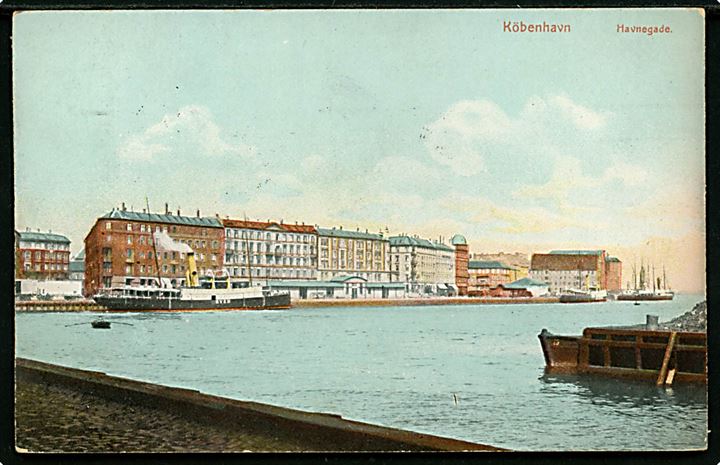 Købh., Havnen ved Havnegade med Øresundsbåden Hven S/S. U/no. 