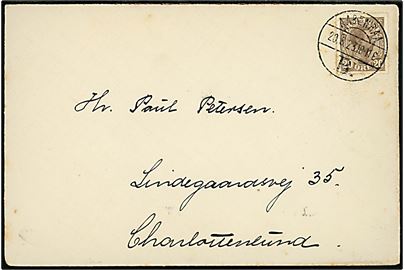 20 øre Chr. X på brev annulleret med brotype Vb Aabenraa B. d. 20.8.1923 til Charlottenlund.
