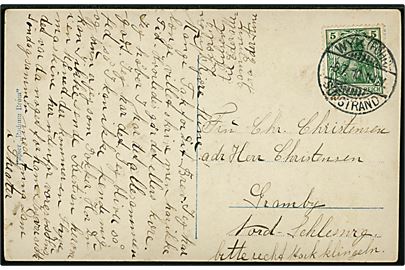 5 pfg. Germania på brevkort stemplet Wyk (Föhr) Südstrand d. 6.7.1910 til Gramby, Nordslesvig.