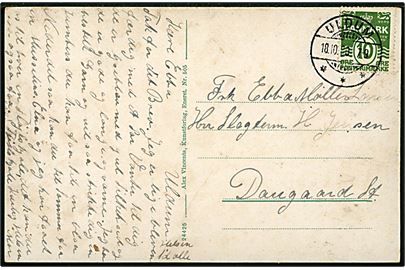 10 øre Bølgelinie på brevkort annulleret med brotype Ic Uldum d. 18.10.1930 til Daugaard St.