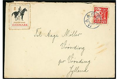 20 øre Karavel og Julemærke 1941 på brev annulleret med udslebet stjernestempel MAARE til Vrønding.